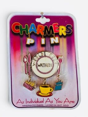 World's Best Waitress Charmers Pin